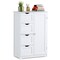 Storage Floor Cabinet Organizer Cupboard W/ 4 Drawers Adjustable Shelf White